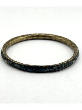 Vintage turquoise stone inlay bangle bracelet